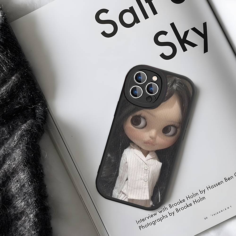 Dark Cute Girl Doll Art Phone Case For IPhone 16 15 14 13 Pro Max 11 12 Plus Leather Silicone Cover