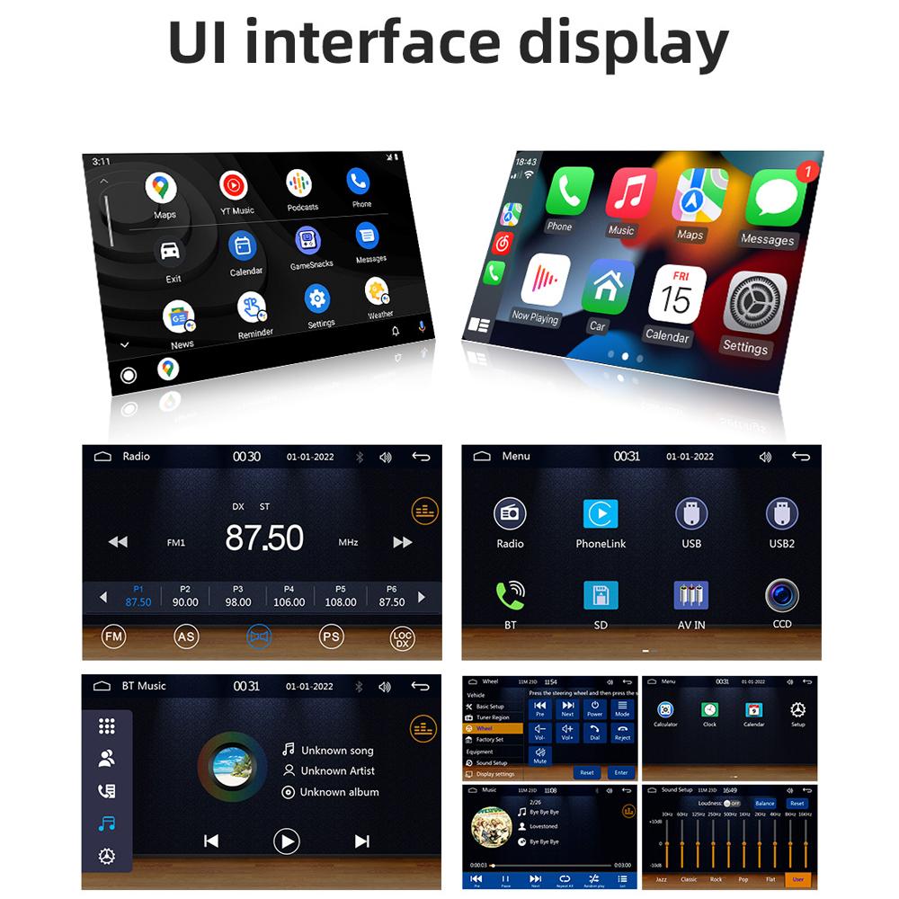 1 Din Car Radio CarPlay Android-Auto 5 Inch MP5 Player Bluetooth Hands Free A2DP USB FM Receiver Audio System Head Unit SWM151C