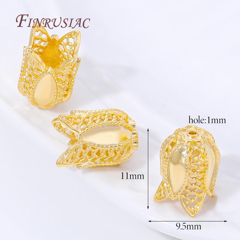 18K Gold Plated Brass Bead Caps,Tassel End Caps For Jewelry Making Findings,DIY Necklaces&Bracelets Accessories
