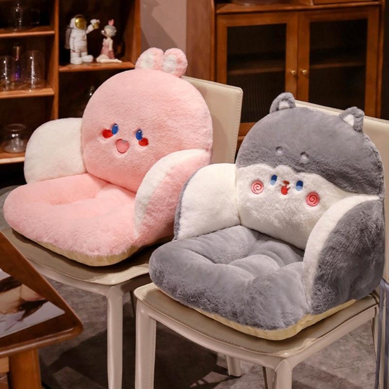 Plushes Animal Throw Pillows Bed/Sofa/Floor Backrest for Reading Gaming Watching TV Relieve Pain Lumbar Support Cushion