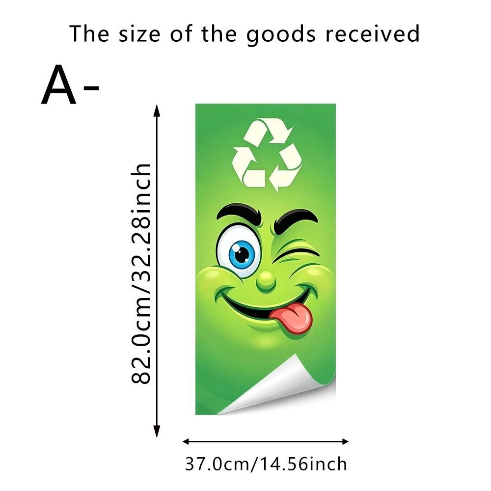 Funny Cartoon Face Trash Bin Sticker Water Block Vivid Expression Recycle Bin Sticker Easy Paste Sun Proof Tough Bin Wrap Decal