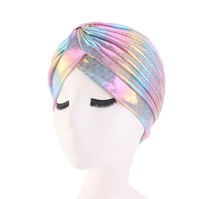 New Colorful Women Muslim Hijab Inner Hijab Caps Laser Silky  Cross Turban Headband Headwrap Women Muslim Hijab Scarf Headscarf