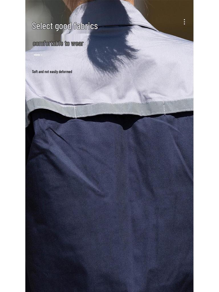 Summer Workwear Set: Men's & Women's Short Sleeve, Breathable, Thin Overalls with Large Pockets for Auto Repair & Labor Protection