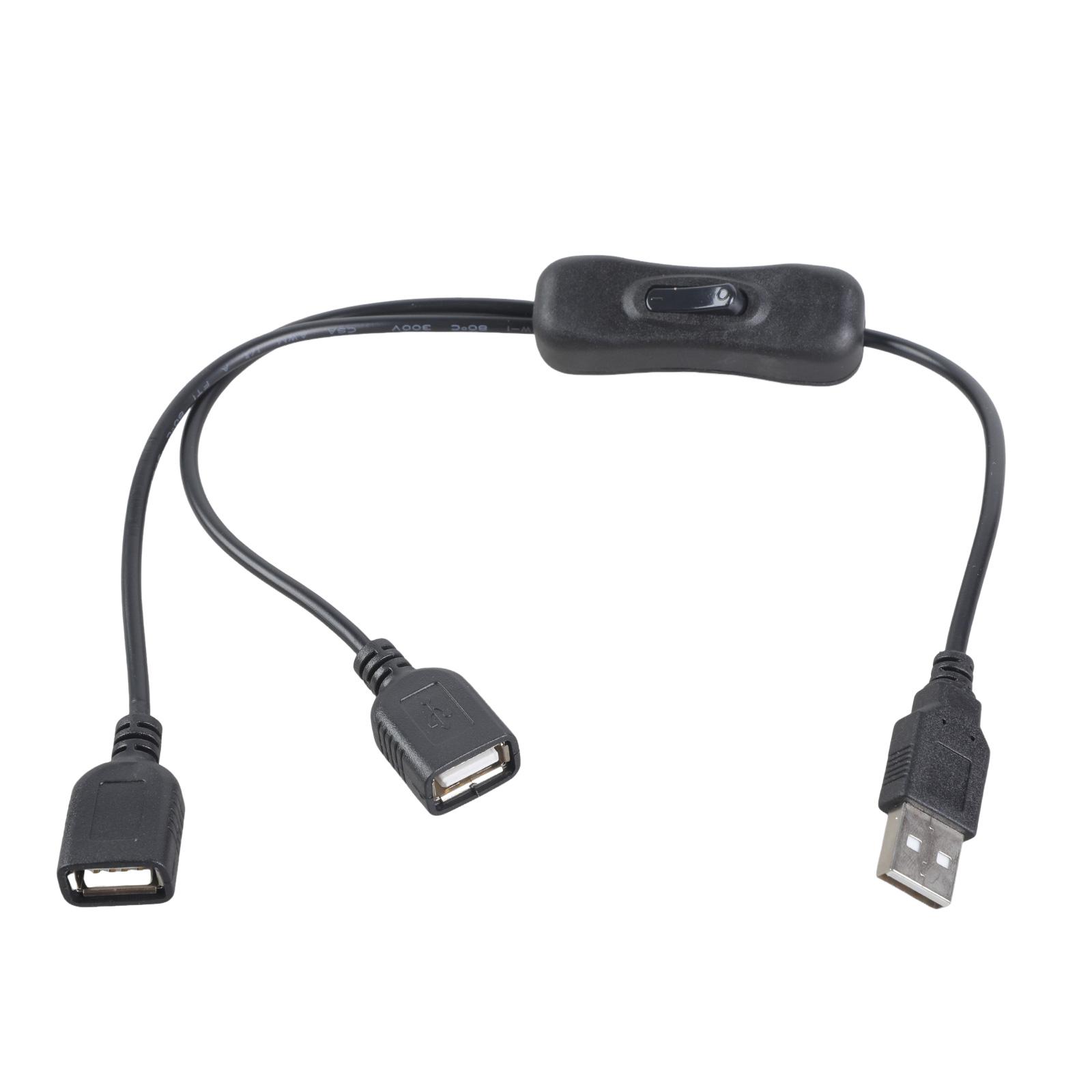 USB Extension Cable Double Port Charging Switcher Included Compatibles LED Lights Fan Blowers