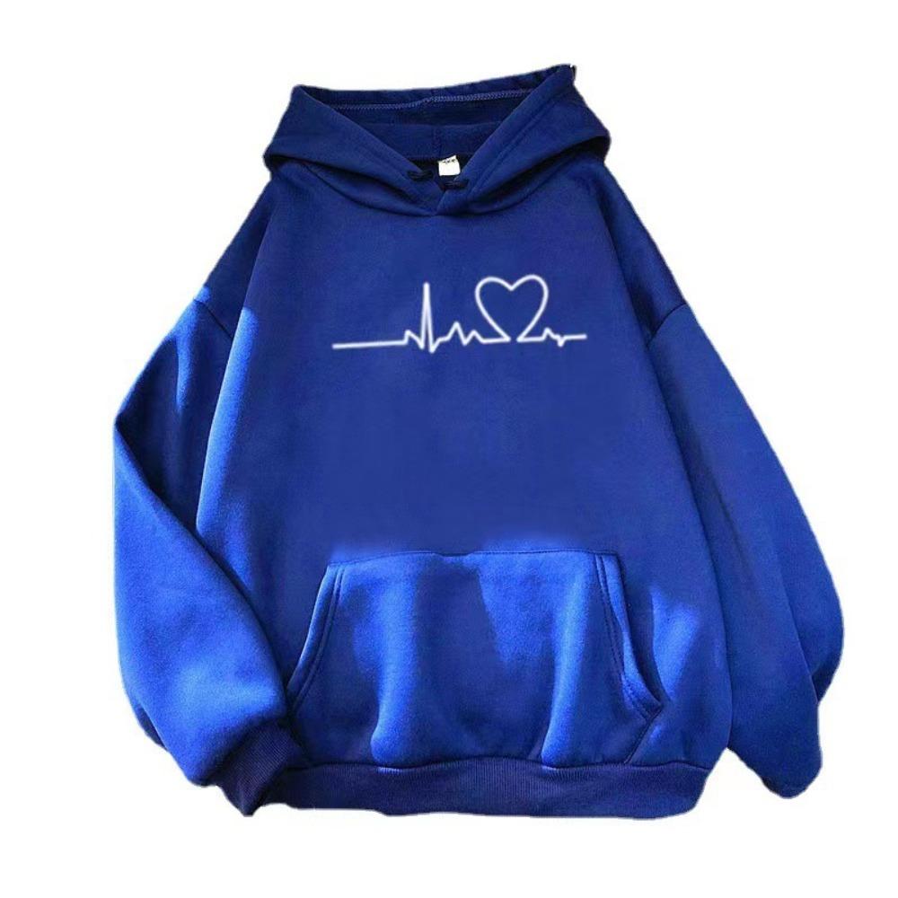Versatile Plus Size Unisex Casual Hoodie, Minimalist Heart Print Hoodie, Oversized Silhouette Hoodie for Streetwear & Everyday Looks