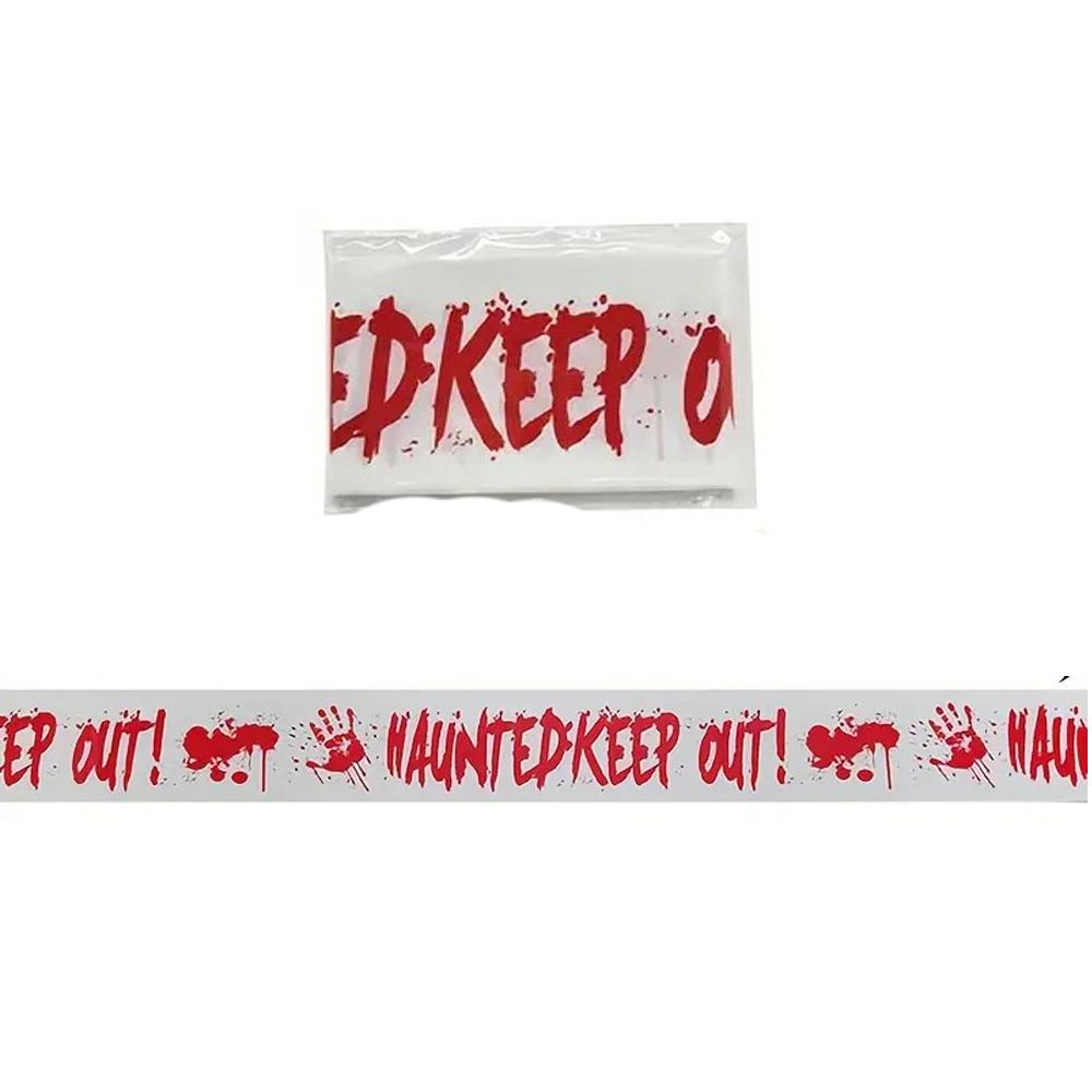 

Набор ленты страха на Хэллоуин - Предупреждение - Входить, если осмелишься - Обитаемо, Вход воспрещен, Предупреждающая лента для украшения на Хэллоуин для дома с привидениями красный