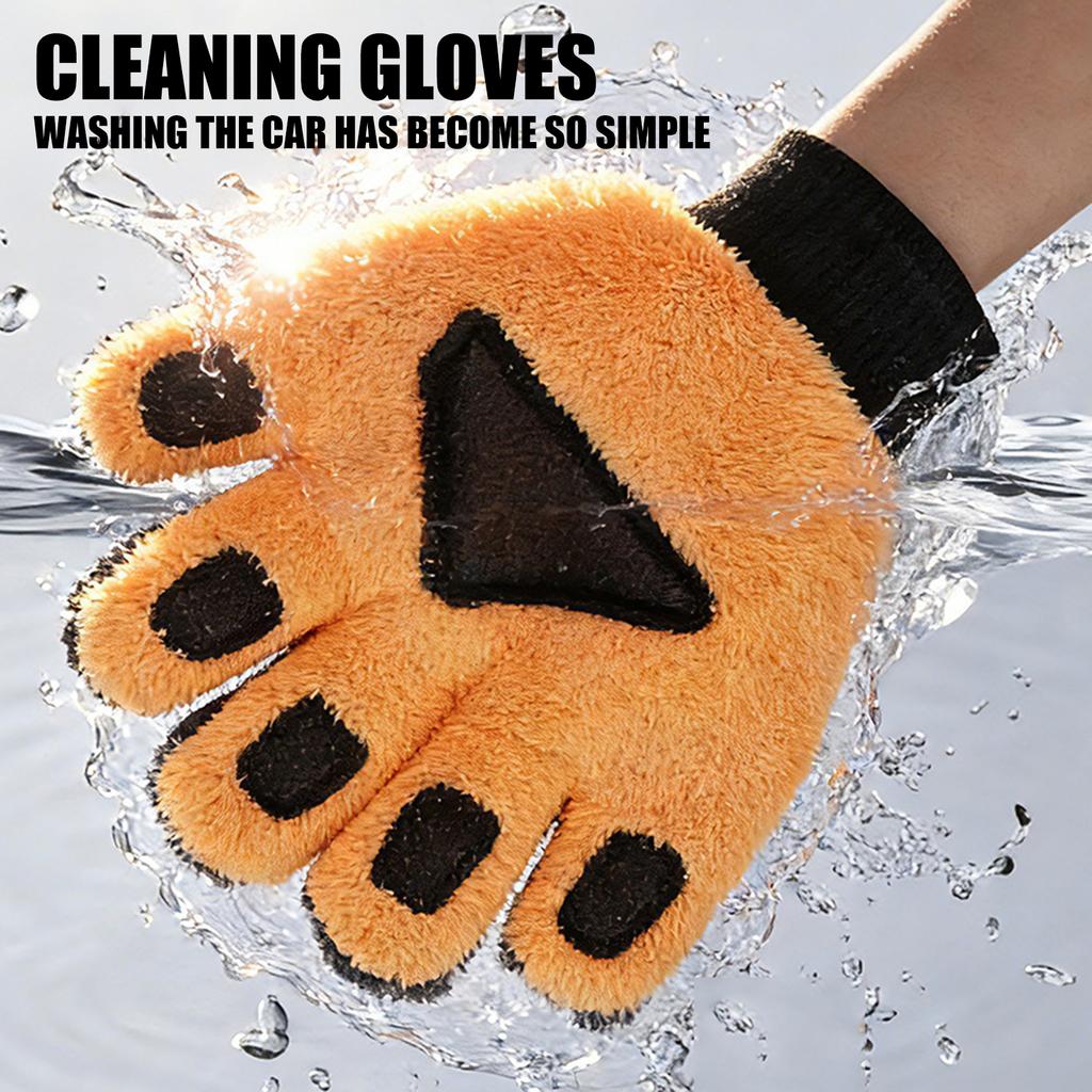 Double Sided Corals Fleece Wash Mitt Five Finger Gloves For Efficient Vehicle Washing Without Crossing Contamination