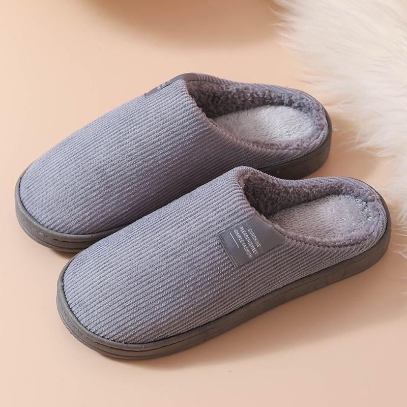 

Классические хлопковые тапочки с тканевой этикеткой, Домашние нескользящие хлопковые тапочки с выдувной подошвой для мужчин и женщин, Послеродовая обувь, Меховые тапочки 45 серый