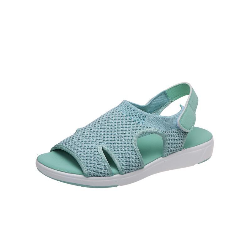 Sommer Neue Damen Sandalen Große Größe Atmungsaktiv Elastisch Flacher Boden Lässige Damenschuhe