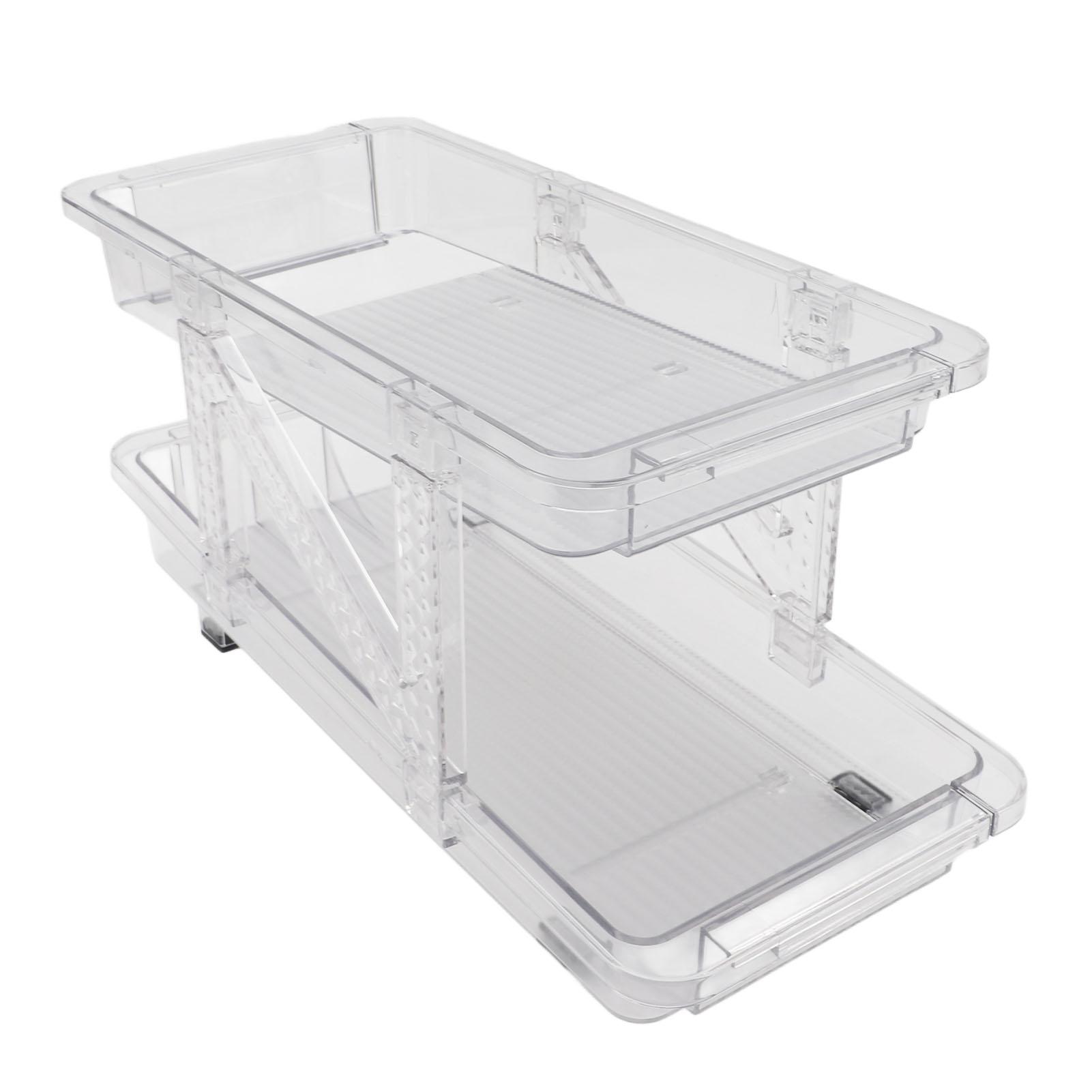 

Rolling Soda Can Organizer for Refrigerator 2 Layer Clear Expandable Beverage Dispenser Automatic Rolling Beer Can