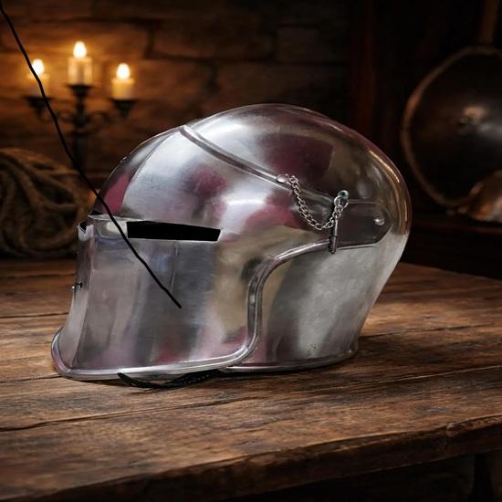 

Handmade Steel Knight Helmet Medieval Crusader Costume, LARP