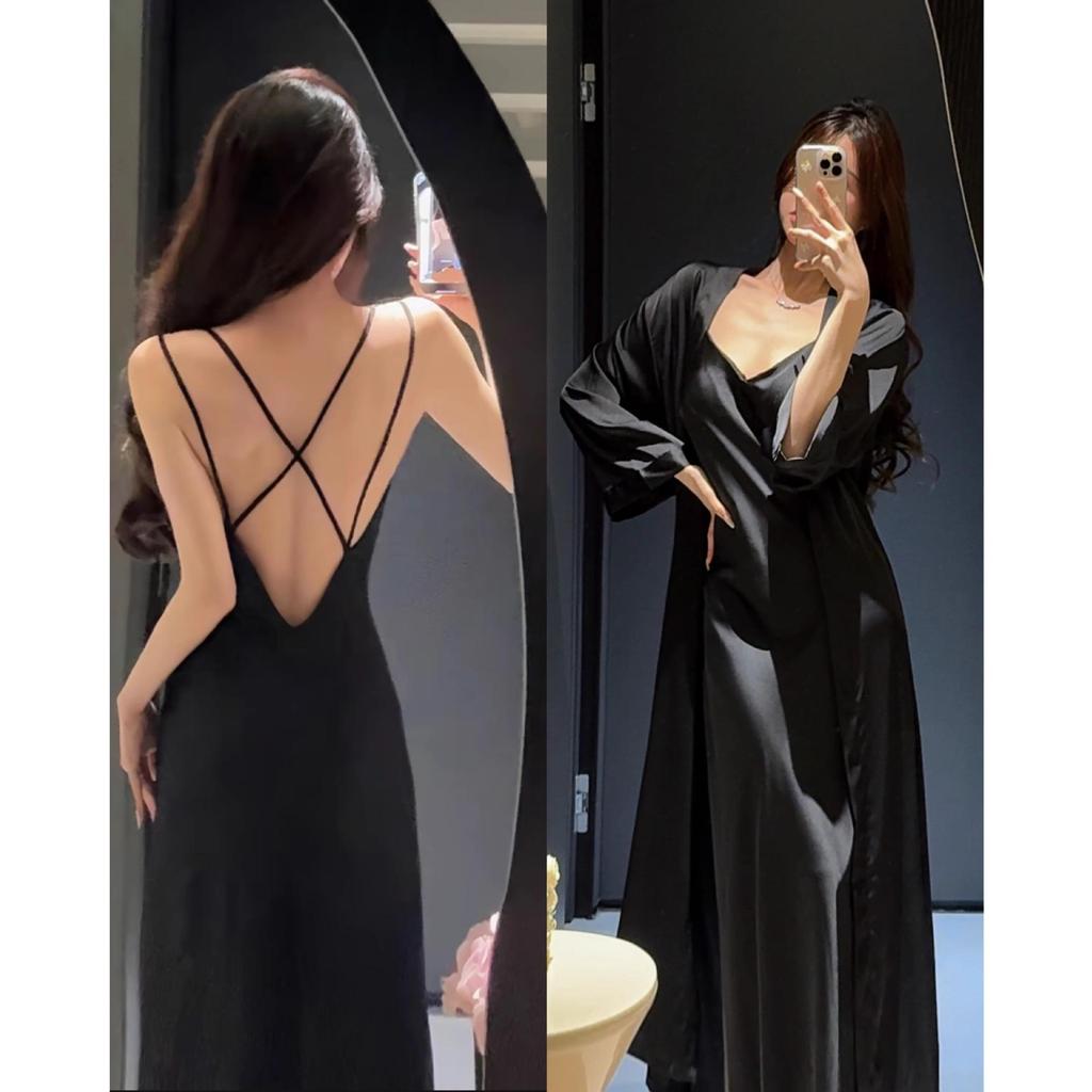 2025 Women's Summer V-Neck Ice Silk Nightgown: Elegant High-End Homewear