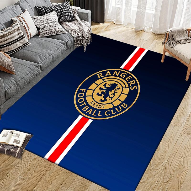 Rangers FC Flannel Pattern Square Carpet,Area Rug,Carpet Rug for Living Room Bedroom Sofa Playroom Decor,Non-slip Floor Mat