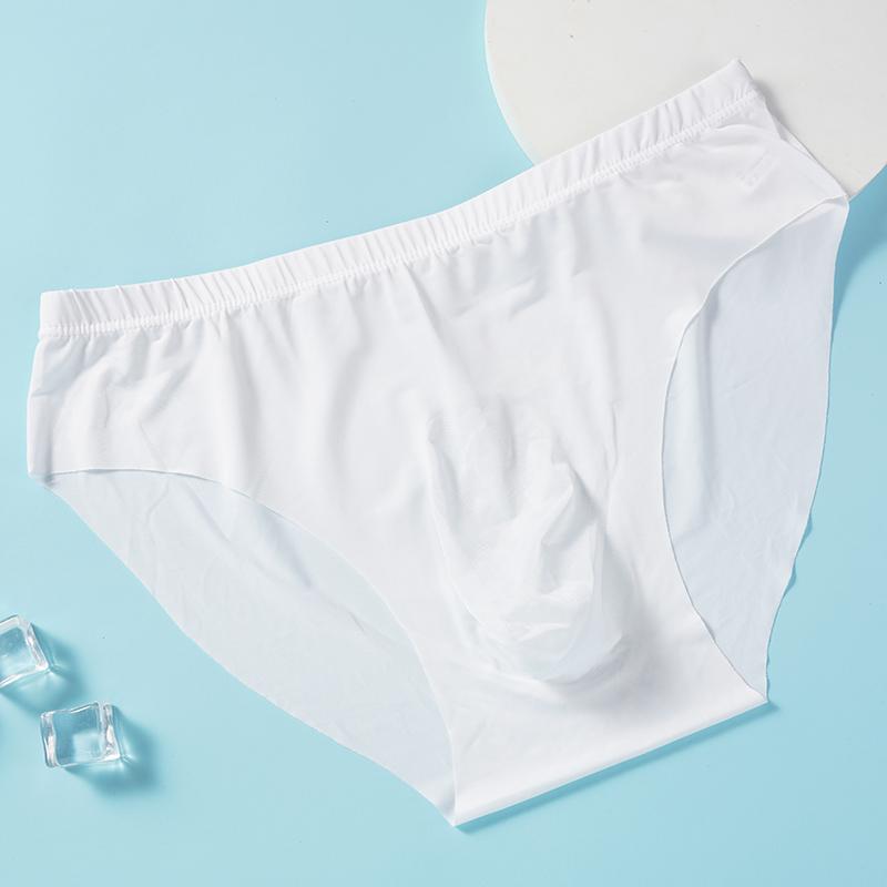 3PCS Men's Ice Silk Summer Briefs Transparent Sexy Quick-drying Trendy Breathable Underwear Ultra-thin Seamless Panties