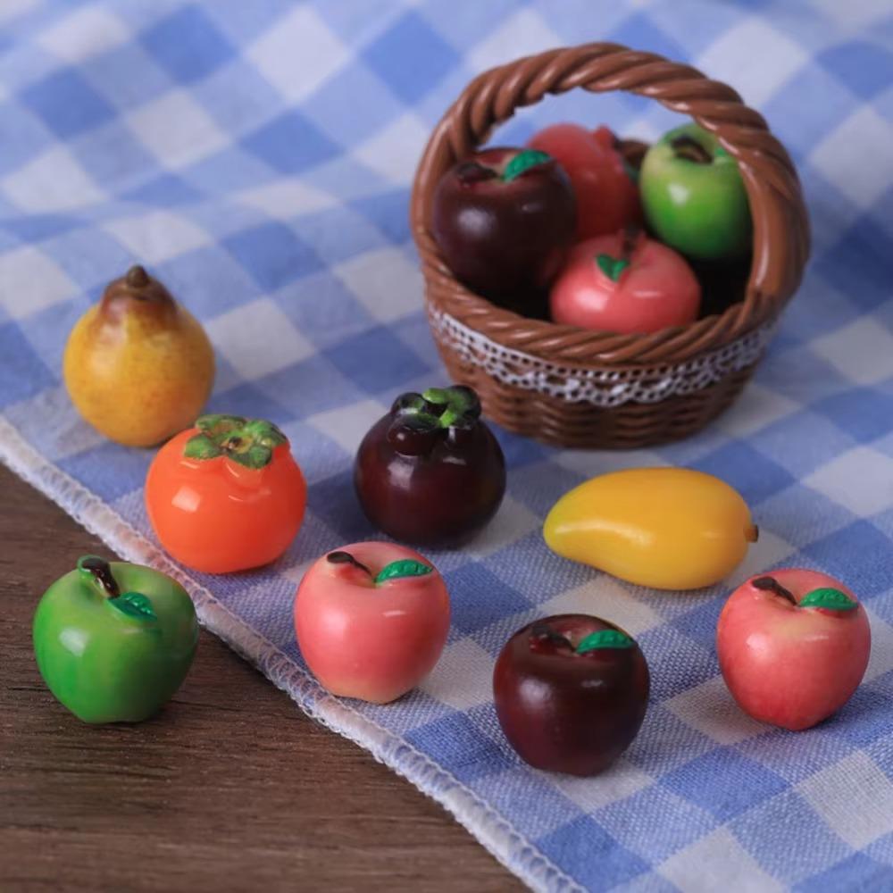 10pcs Mango Pear Miniature Food Toy Resin Home Decoration Item Cute 3D Fruit Model Dollhouse Craft