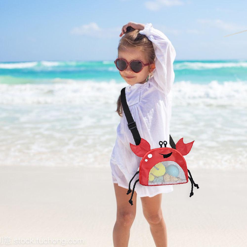 Beach Mesh Girls Bag Shell Collecting Bag PVC Crab Shape Seashell Storage Pouch Toys Collecting Storage Bags Outdoor Accessories