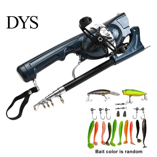 Space-saving Fishing Rod Folding with Spinning Reel Built-in 80M Line Ergonomic Collapsible Handle Portable Telescopic Pole Outdoor Accessories