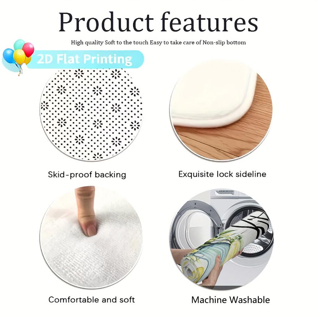 1Pcs Vibrant Spring Flower Semi Circle Welcome Doormat Non-Slip for Outdoor Patio Porch Kitchen Bathroom Entryway Floor Mat