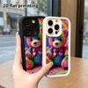 Phone Case: 2D Flat Design Suitable for iPhone 18, 17, 16, 15, 14, 13 Pro Stepped Protective Case, Rainbow Flower Cluster Bear, Christmas and Hallowee