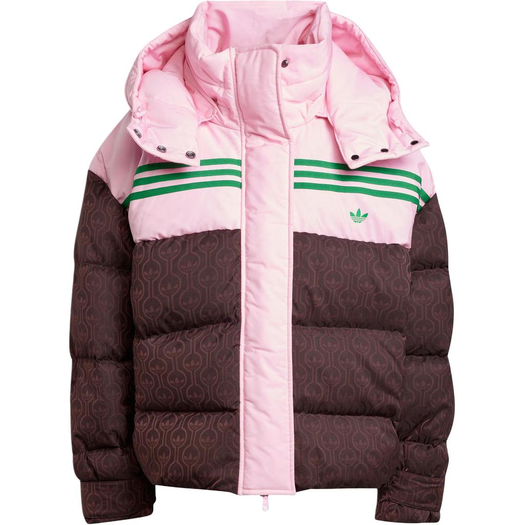 Adidas Originals 70S FW24 Warm Sports Comfortable Striped Down Jacket Women Outerwear Pink Mystery-Coffee-Brown JN7653