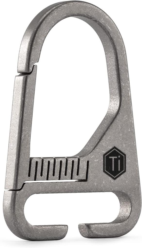 KeyUnity KB00 Titanium Carabiner Keychain with Tag Loop Panel for Outdoor 2 Colors Patch, & Camping,
