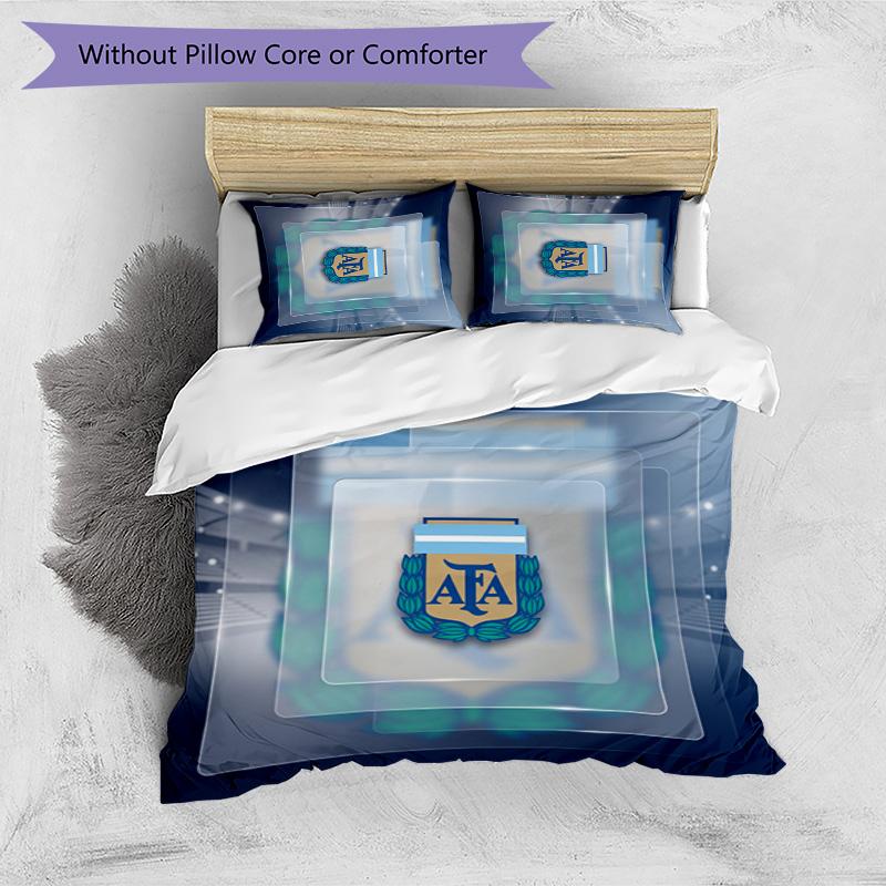 Set Biancheria da Letto Stampata Calcio Argentina 3 Pezzi Copriletto Traspirante Accogliente come Regalo per Inaugurazione Casa o Festa