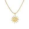 Stainless Steel Sun Pendant Necklace Gold Color Sweater Chain Stainless Steel Necklace  Daily Wear