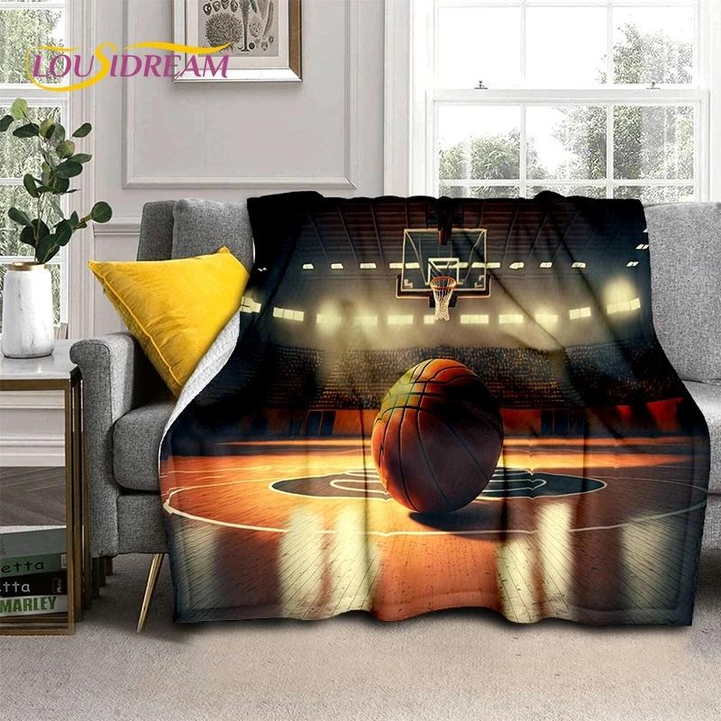 Lastest Basketball Court Frame Soft Blankets,Keep Warm Throw Blanket Comfortable Blanket for Picnic Beds Sofa Home Bedroom gift