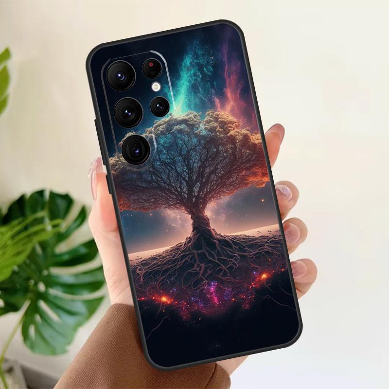Tree of Life Space Galaxy Stars Soft Case For Samsung Galaxy S25 S21 S22 S23 S24 Ultra S9 S10 Plus S20 FE S24 FE Phone Cover