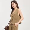 Women's Fashion Khaki V-Neck Vest Waistcoat for Spring & Autumn - Casual Professional Commute Style