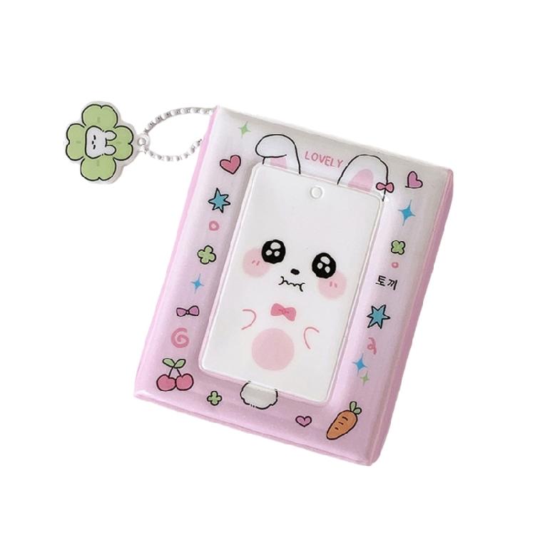 

Cartoon Animal PVC Portable Photocard Organizers Binder Book 3Inch Kpop Photo Album Holds 40 Cards with Cute Pendants
