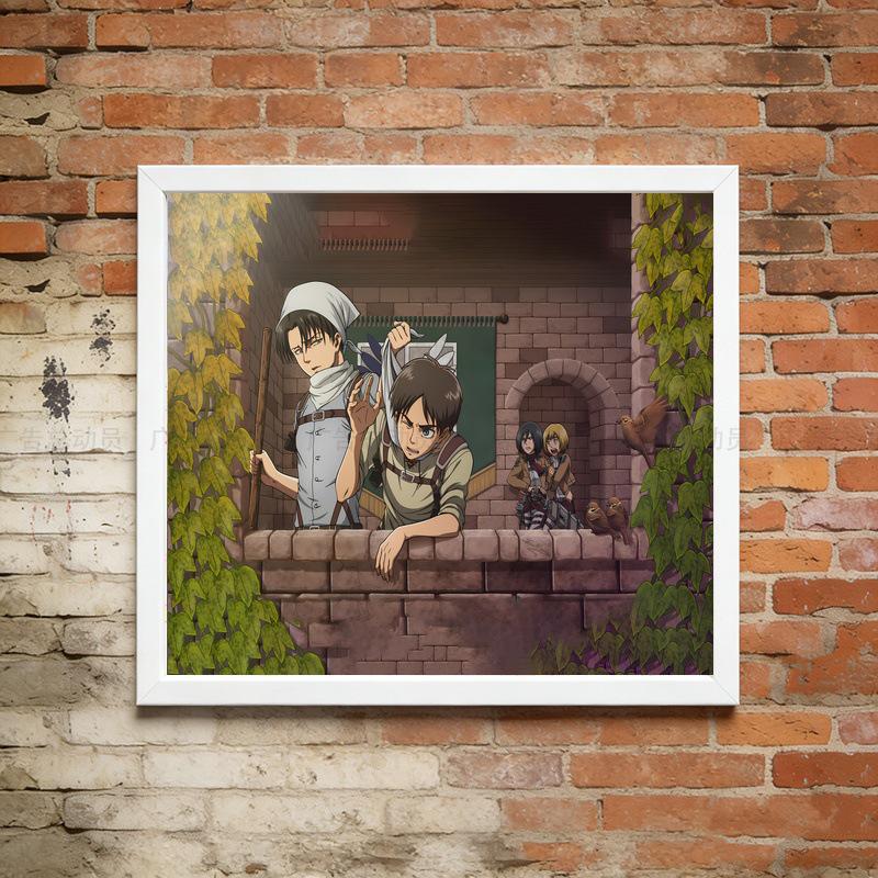 

Attack on Titan Trio Battle Self-Adhesive Canvas: HD Unframed Character Art 30X21【PP Poster with Adhesive Back】