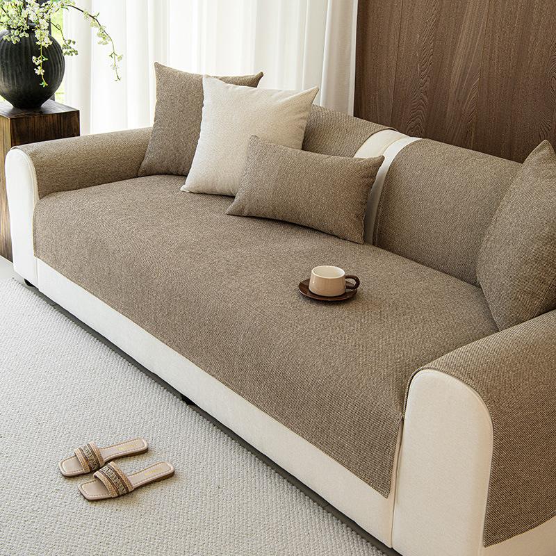 Four Season Sofa Cover Solid Color Light Luxury Universal Seat Cushion Non-slip Anti-Pet Scratching Couch Protector Mat Backrest