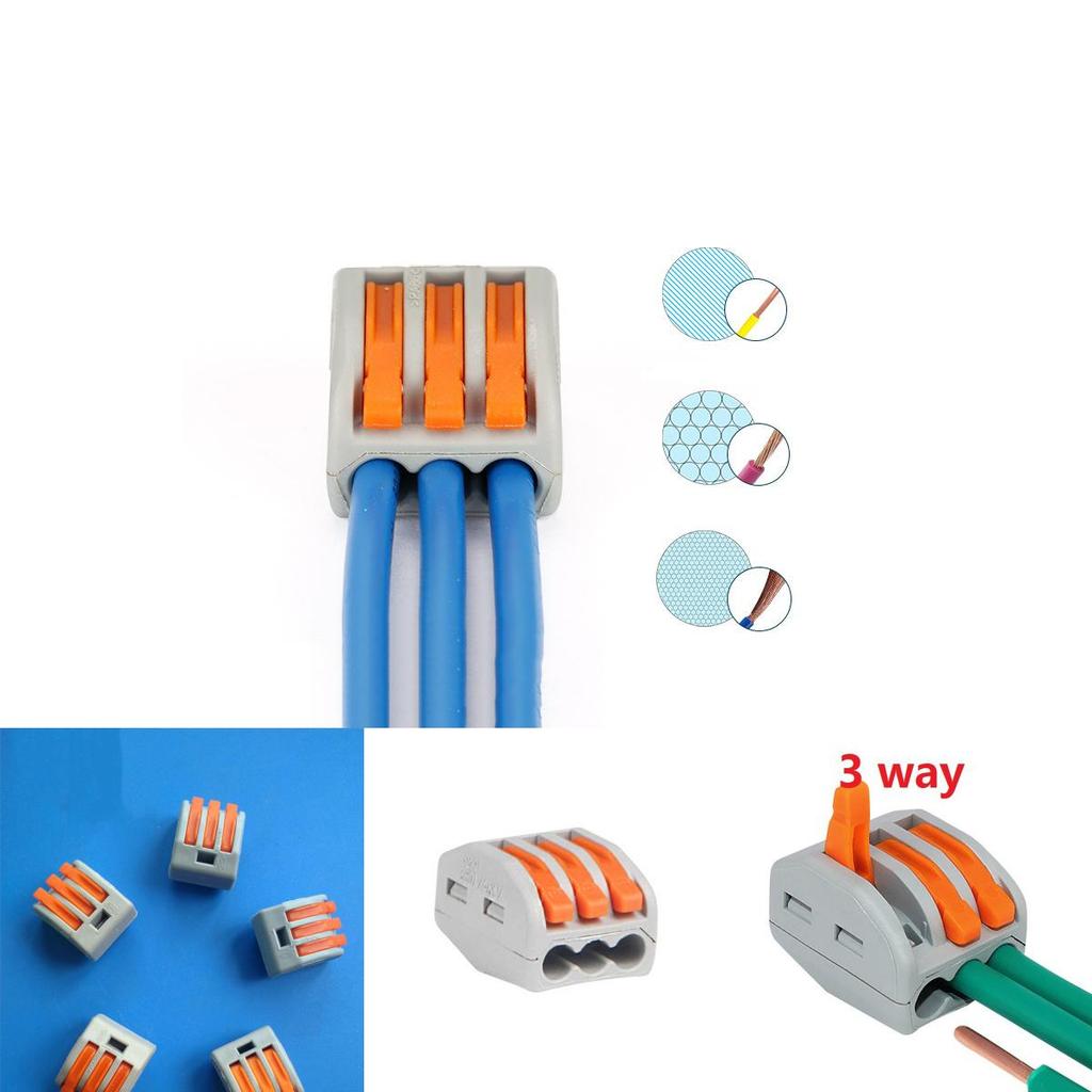 Ideal Gift 3 Way Reusable Spring Lever Terminal Block Electric Cable Connector Wire For Friends And Family