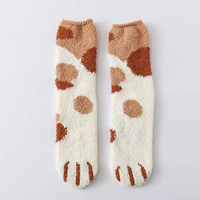 Winter Lamm Kawaii Cartoon Socken für Damen Niedliches 3D Hunde Katzen Pfotenmuster Fleece Warm Verdicken Lustige Plüschsocken Zuhause Boden Schlafen
