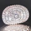 Huitan Sparkling Women's Cubic Zirconia Rings for Wedding Modern Fashion Oval Shaped Luxury Female Rings Party Statement