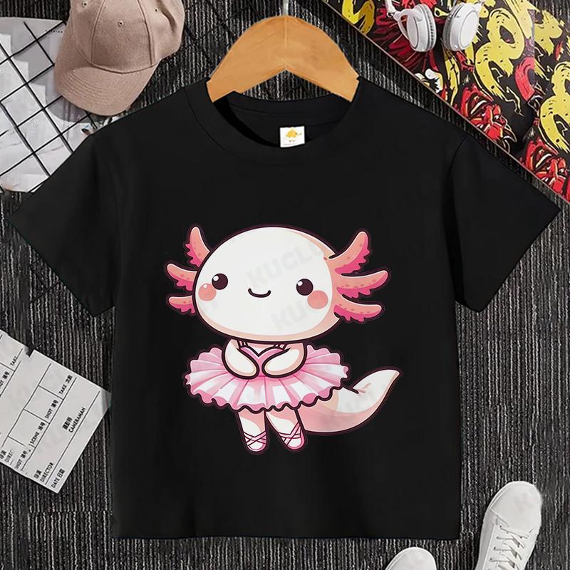 

Детская футболка с принтом балета аксолотля Эстетика аксолотля Кавайная графическая футболка Футболка Топы Балетная футболка с аксолотлем Мультяжная одежда 3XL