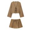 Casual Suit Women's Wrinkle Effect Kimono Coat 5427733 Wrinkle Effect Shorts 1255451
