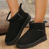 Women's Designer Short-Tube Snow Boot  Winter Plush Warm Platform Shoes Suede Round-Toe Flat Heel Ankle Boots Plus Size 42