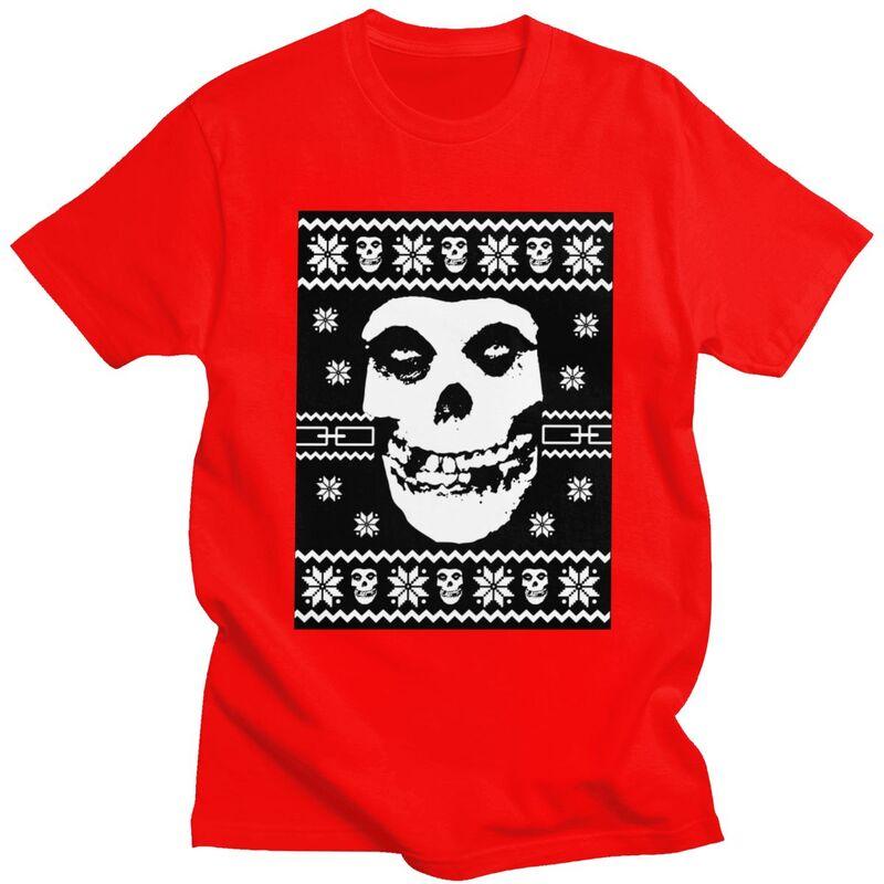 Custom Male Horror Punk Rock Misfits SKull T Shirts Short Sleeves Cotton Tshirt Streetwear Tshirt Casual Tees Slim Fit Clothes