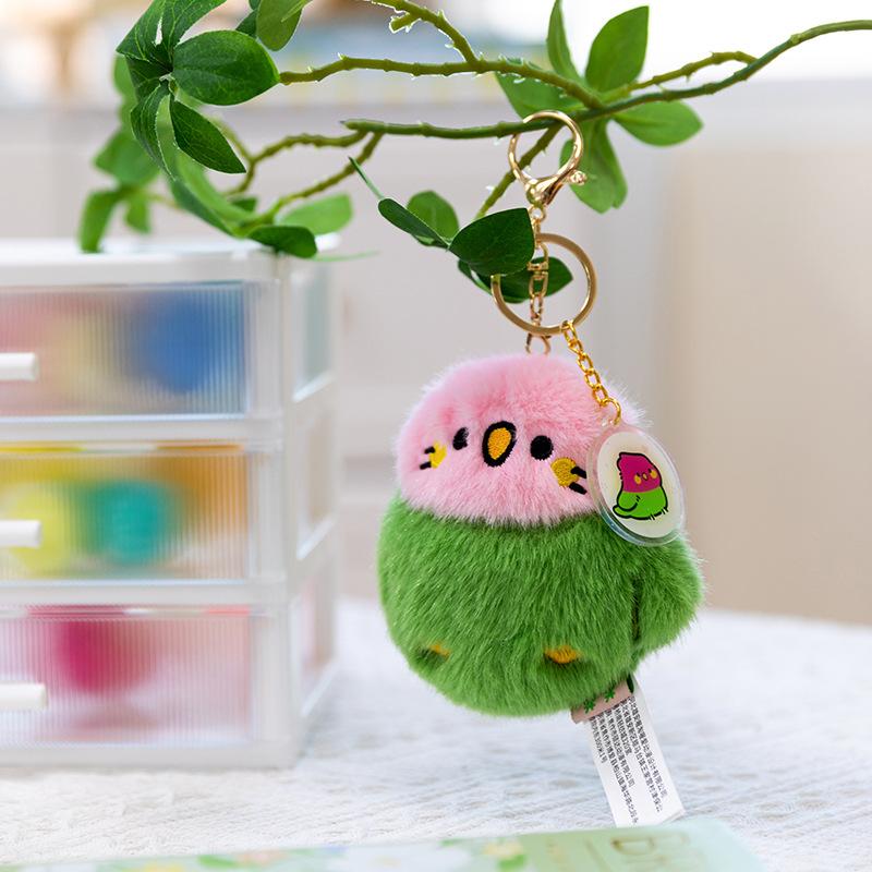 Niedliches Tier Vogel Plüsch Schlüsselanhänger Twitter Quetsch Quietsch Tasche Anhänger Papagei Weiches Zeug Zubehör Für Geburtstagsgeschenk gray