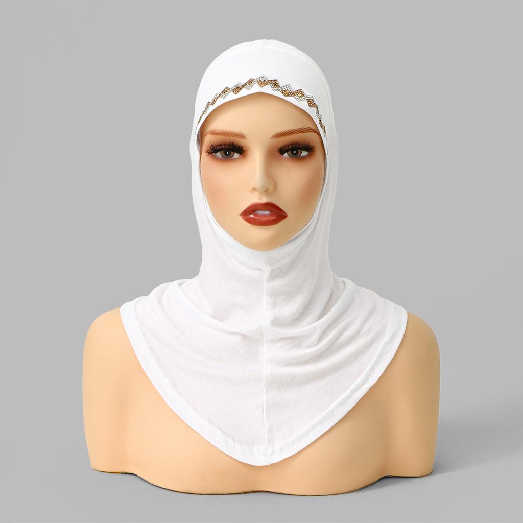 Muslim Ethnic Instant Hijab Diamonds Shwal Women Islamic Scarf Turban Arabic Khimar Fashion Plain Ramadan Headwraps Amira Niqab