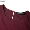 ZANZEA Women Casual Round Neck Solid Color Long Sleeve Loose Long Dress
