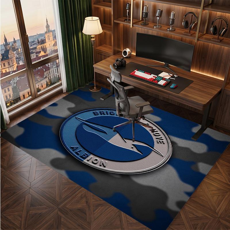 Brighton & Hove Albion Football Print Crystal Velvet Rug, Comfortable Water Absorbent Non Slip Indoor Floor Carpet