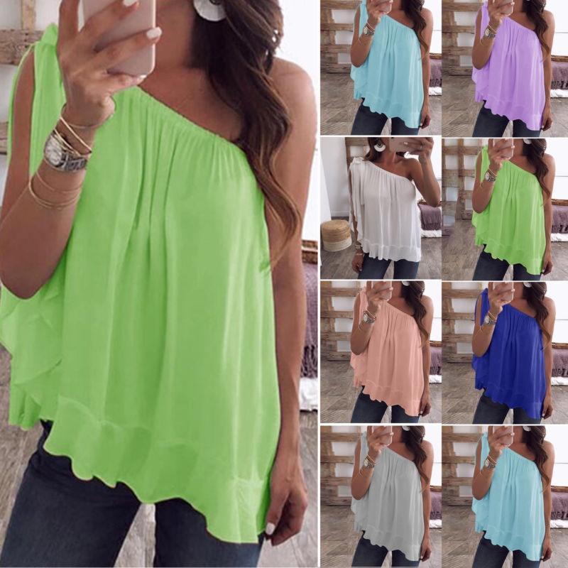 Stylish Womens Casual One Off Shoulder Shirt Blouse In Comfortable Plus Size Design