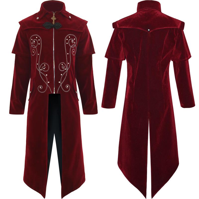 

Gothic Suede Halloween Cosplay Coat - Mid-length Swallowtail for Autumn/Winter 2024 S