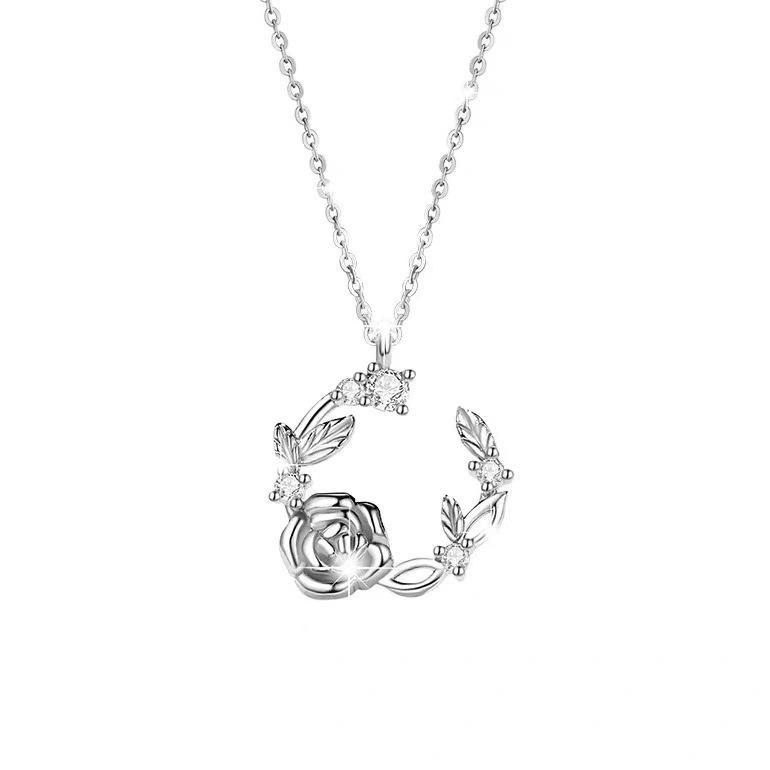 

Camellia Pendant Necklace For Women Elegant And Versatile Jewelry Minimalist Design Birthday Gift For Girlfriend платиновий