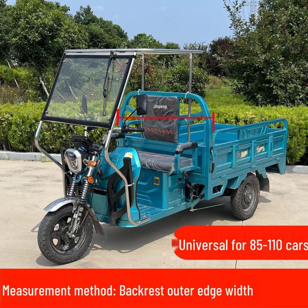 Stainless Steel Electric Tricycle Front Canopy: Thick, Transparent, Windproof & Rainproof Nylon Cover