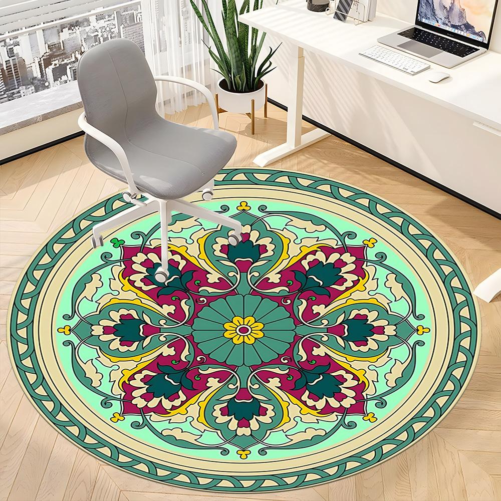 1PC Mandala Pattern Chair Carpet for Office, Indoor Non-Slip Washable Carpet, Soft Comfortable Mat For Office Room yy250930232