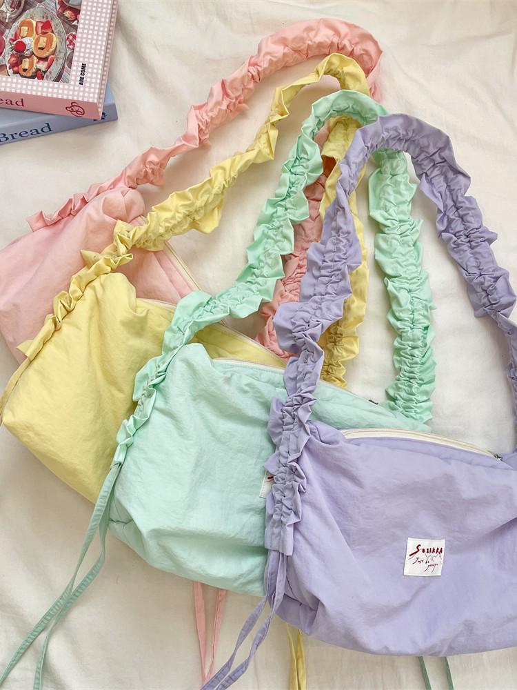 Versatile 2025 Pleated Canvas Shoulder & Crossbody Bag for Girls